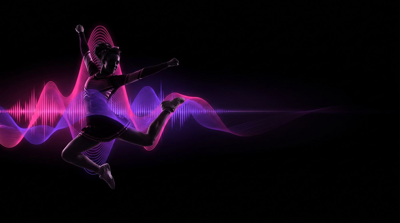 Abstract pulse and waveform artwork representing the CheerMix Lab creative process